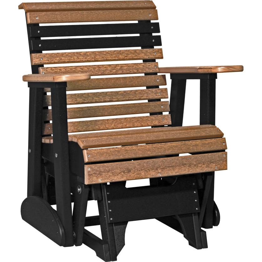 LC2PPGAMB-LuxCraft-2' Plain Glider-Antique Mahogany Black-Pangaea Patio