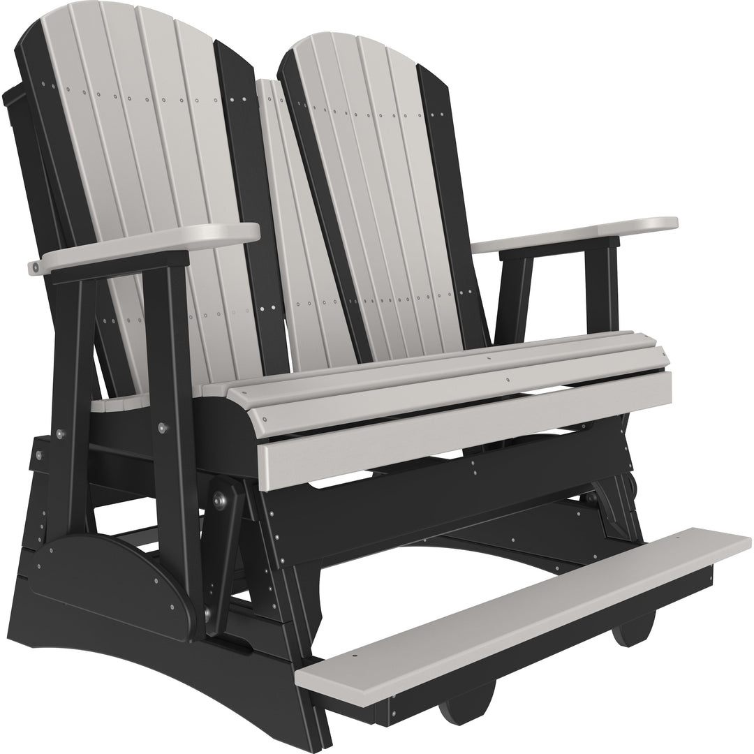 LC4APBAGDGB-LuxCraft-4' Adirondack Balcony Glider-Dove Gray Black-Pangaea Patio