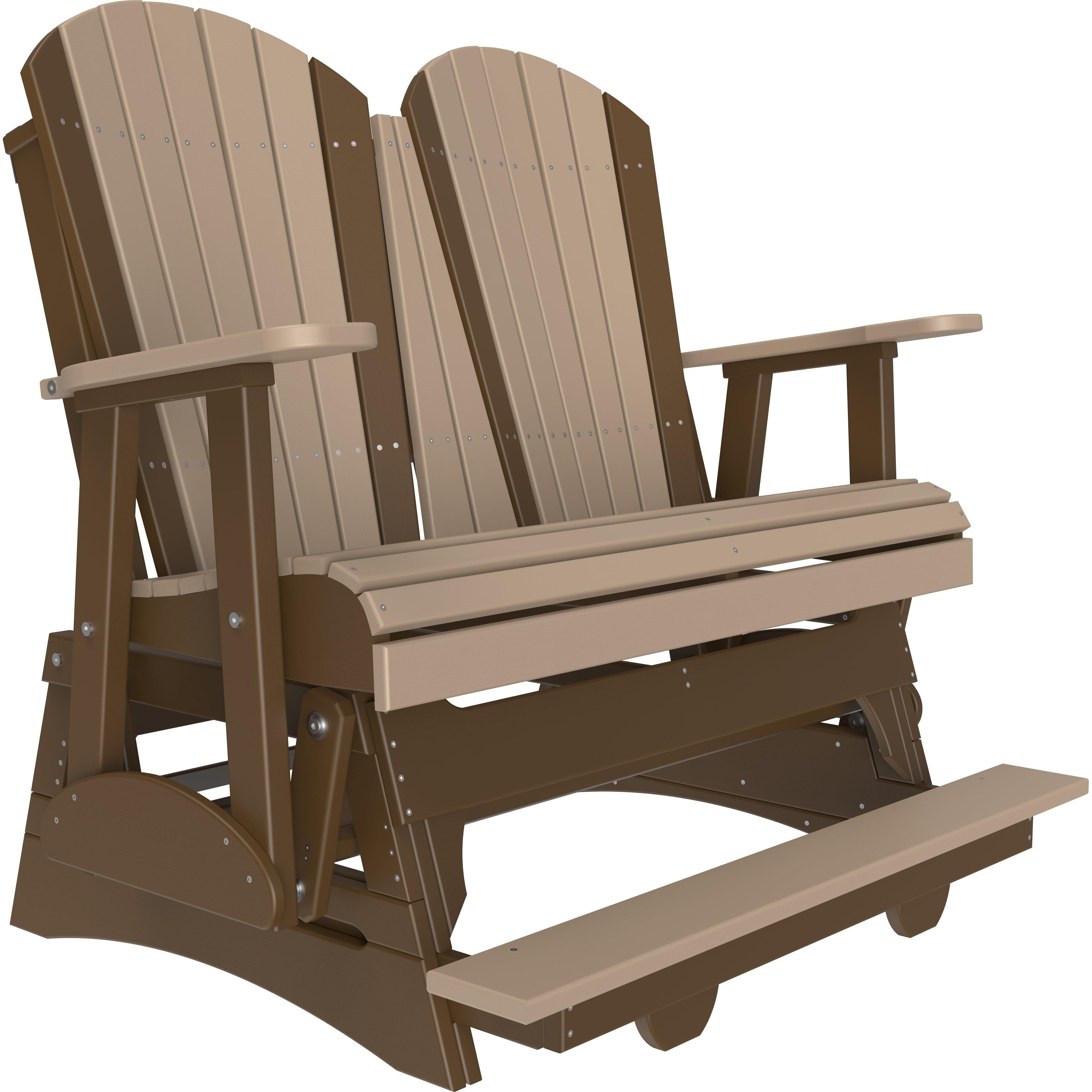 LC4APBAGWWCBR-LuxCraft-4' Adirondack Balcony Glider-Weatherwood Chestnut Brown-Pangaea Patio
