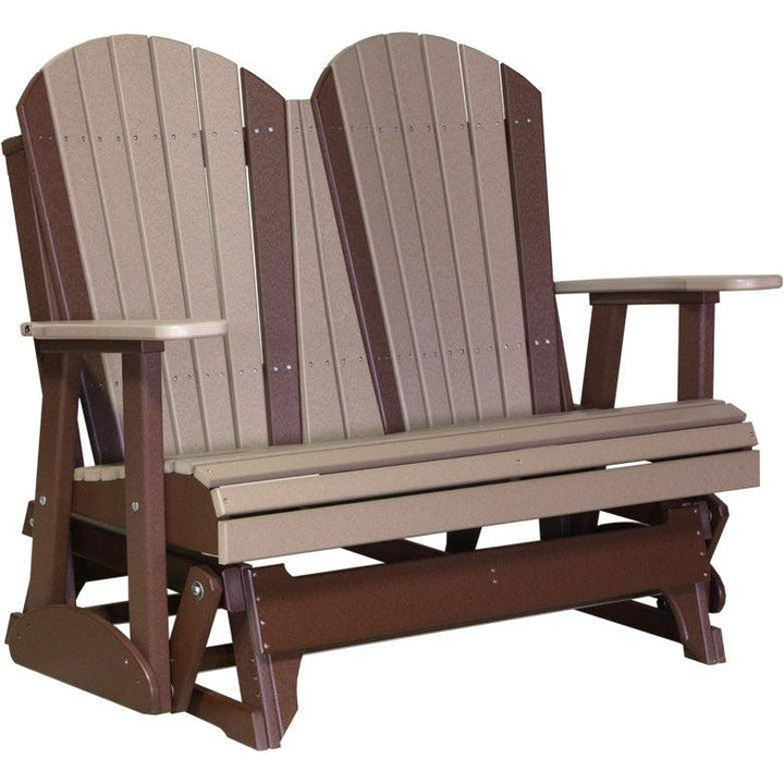 LC4APGWWCBR-LuxCraft-4' Adirondack Glider-Weatherwood Chestnut Brown-Pangaea Patio