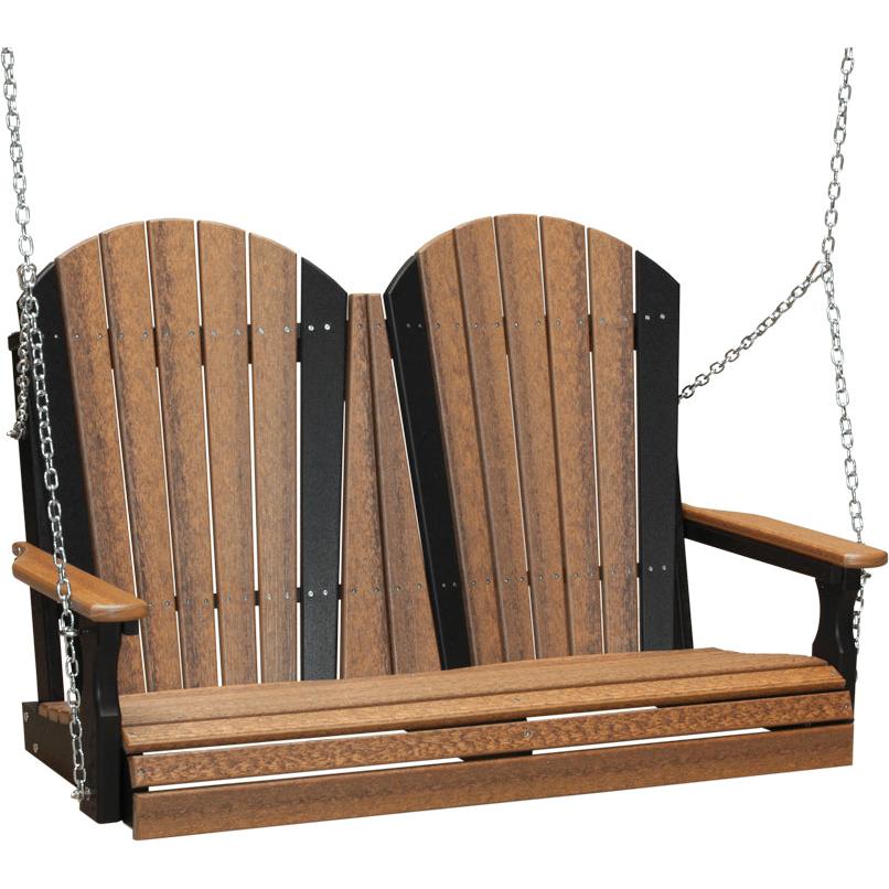 LC4APSAMB-LuxCraft-4' Adirondack Swing-Antique Mahogany Black-Pangaea Patio