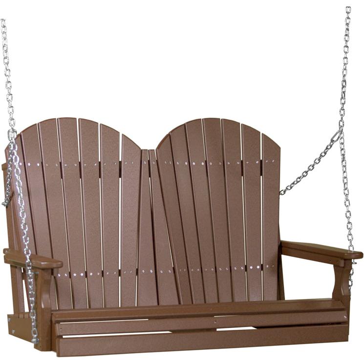 LC4APSCBR-LuxCraft-4' Adirondack Swing-Chestnut Brown-Pangaea Patio