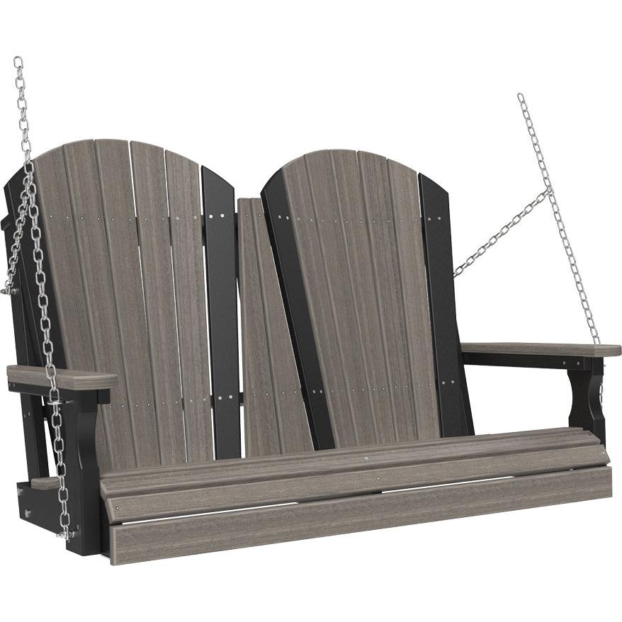 LC4APSCGB-LuxCraft-4' Adirondack Swing-Coastal Gray Black-Pangaea Patio