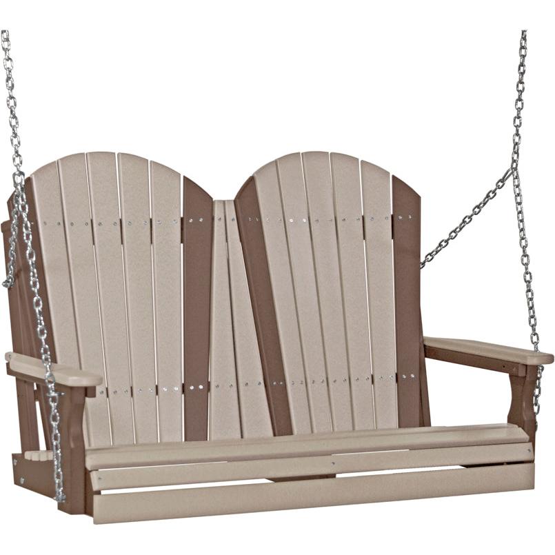 LC4APSWWCBR-LuxCraft-4' Adirondack Swing-Weatherwood Chestnut Brown-Pangaea Patio