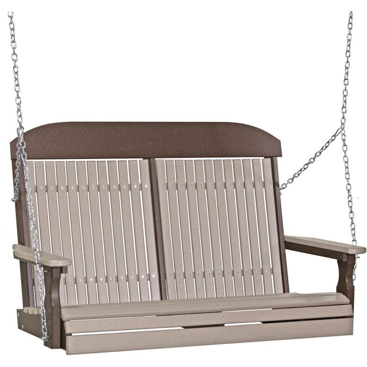 LC4CPSWWCBR-LuxCraft-4' Classic Swing-Weatherwood Chestnut Brown-Pangaea Patio