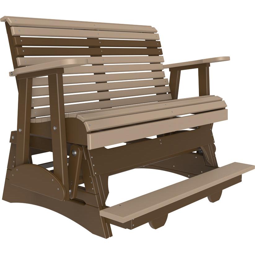 LC4PPBAGWWCBR-LuxCraft-4' Plain Balcony Glider-Weatherwood Chestnut Brown-Pangaea Patio