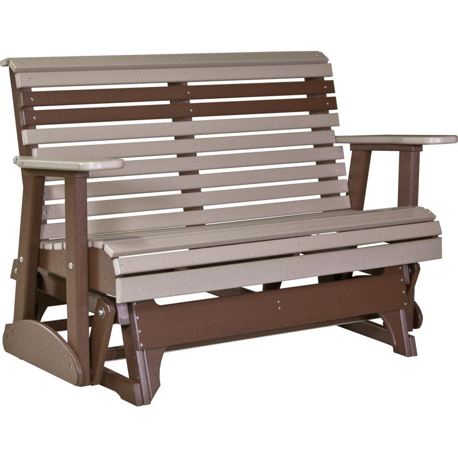 LC4PPGWWCBR-LuxCraft-4' Plain Glider-Weatherwood Chestnut Brown-Pangaea Patio