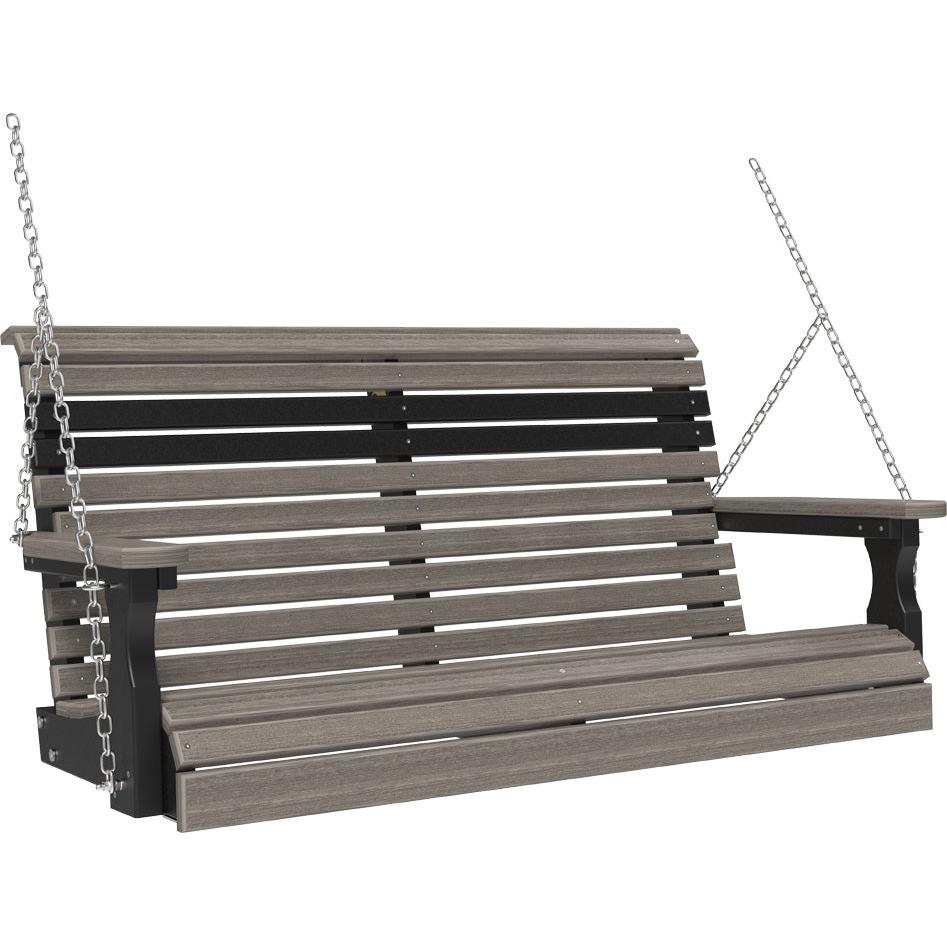 LC4PPSCGB-LuxCraft-4' Plain Swing-Coastal Gray Black-Pangaea Patio