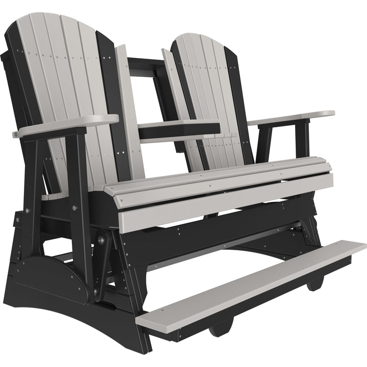 LC5APBAGDGB-LuxCraft-5' Adirondack Balcony Glider-Dove Gray Black-Pangaea Patio