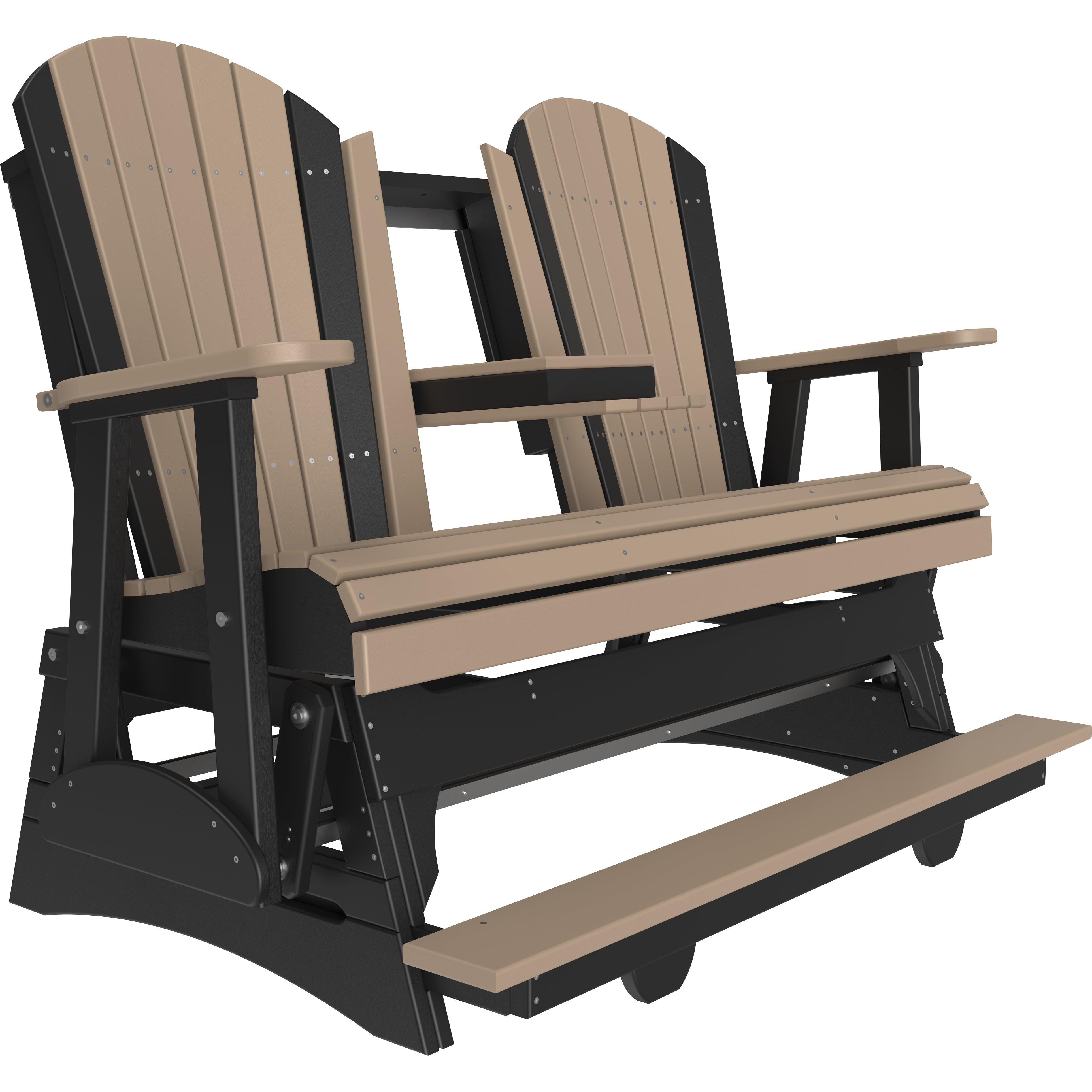 LC5APBAGWWB-LuxCraft-5' Adirondack Balcony Glider-Weatherwood Black-Pangaea Patio