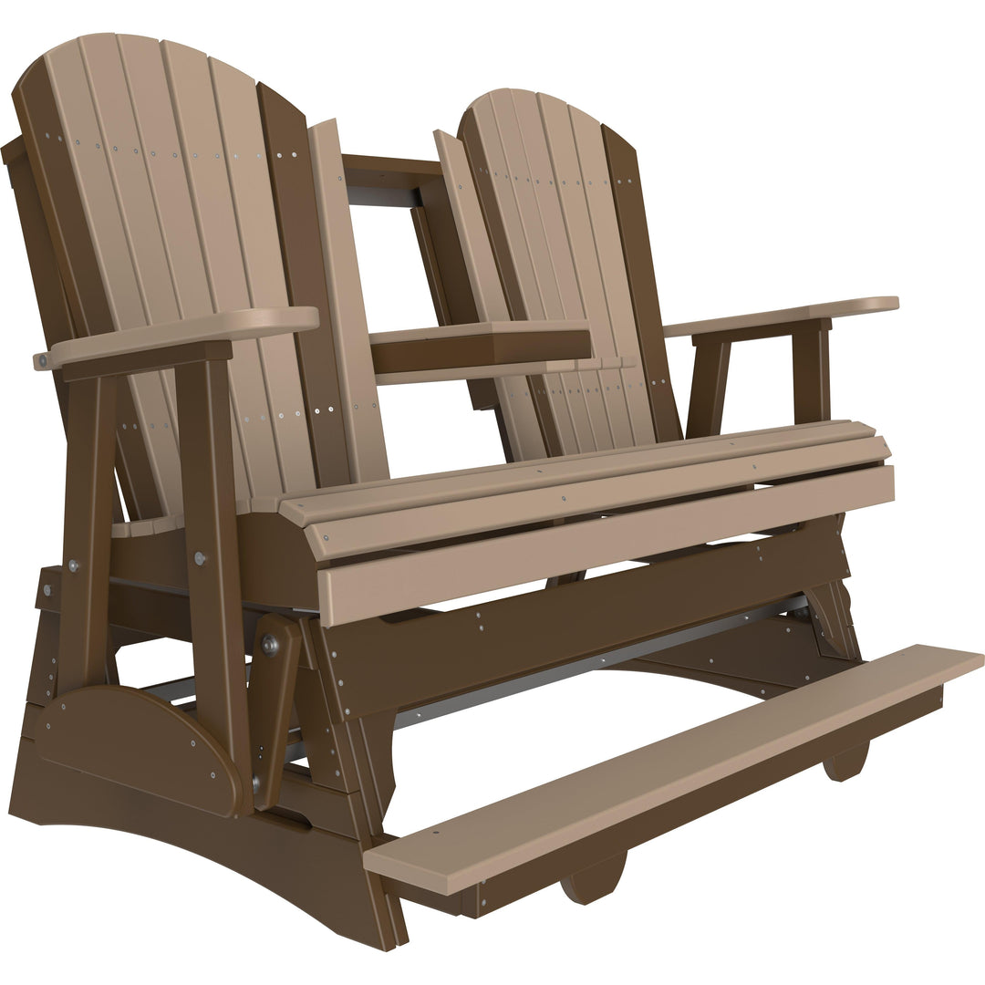LC5APBAGWWCBR-LuxCraft-5' Adirondack Balcony Glider-Weatherwood Chestnut Brown-Pangaea Patio