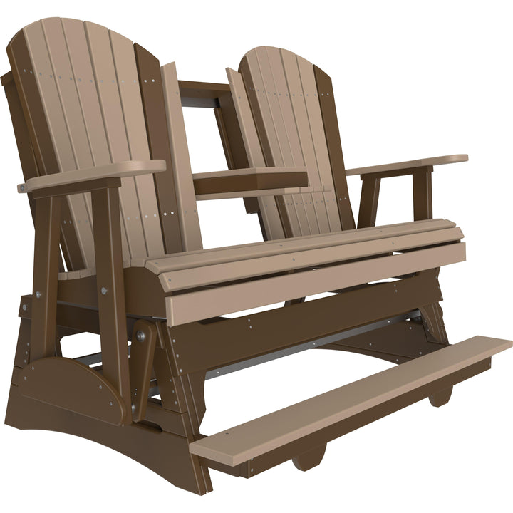 LC5APBAGWWCBR-LuxCraft-5' Adirondack Balcony Glider-Weatherwood Chestnut Brown-Pangaea Patio
