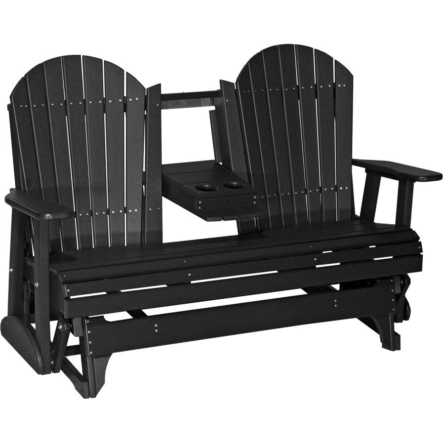 LC5APGBK-LuxCraft-5' Adirondack Glider-Black-Pangaea Patio