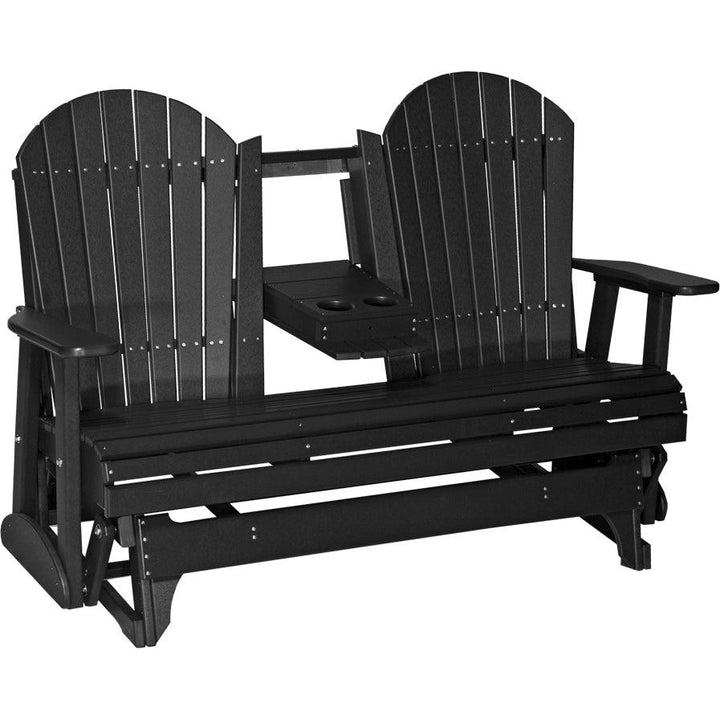 LC5APGBK-LuxCraft-5' Adirondack Glider-Black-Pangaea Patio