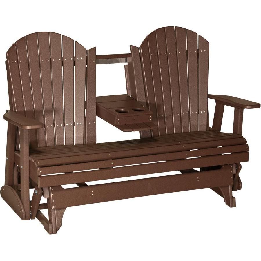 LC5APGCBR-LuxCraft-5' Adirondack Glider-Chestnut Brown-Pangaea Patio