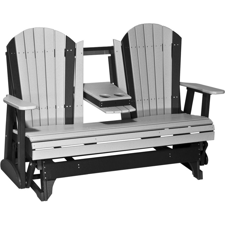 LC5APGDGB-LuxCraft-5' Adirondack Glider-Dove Gray Black-Pangaea Patio
