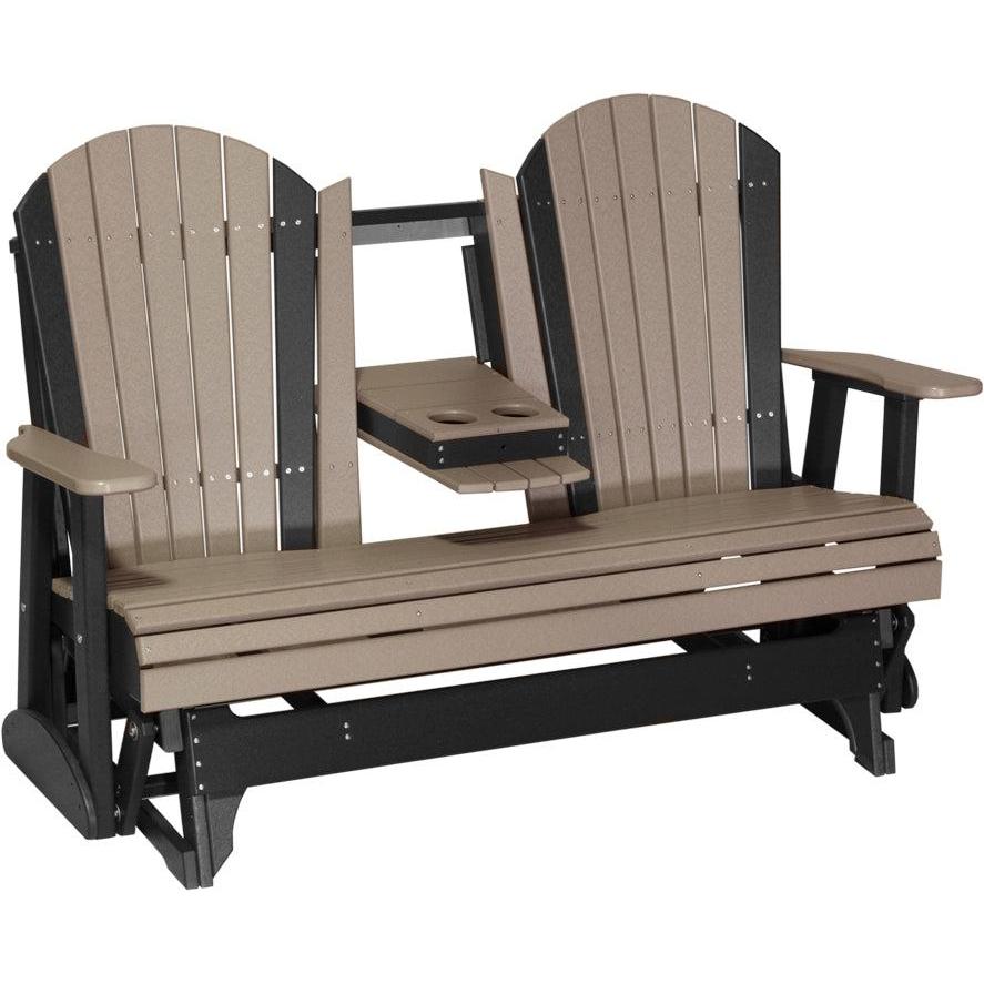 LC5APGWWB-LuxCraft-5' Adirondack Glider-Weatherwood Black-Pangaea Patio