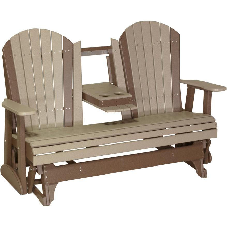 LC5APGWWCBR-LuxCraft-5' Adirondack Glider-Weatherwood Chestnut Brown-Pangaea Patio