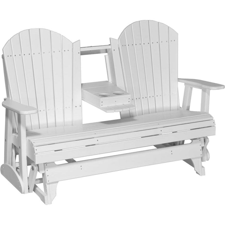 LC5APGW-LuxCraft-5' Adirondack Glider-White-Pangaea Patio