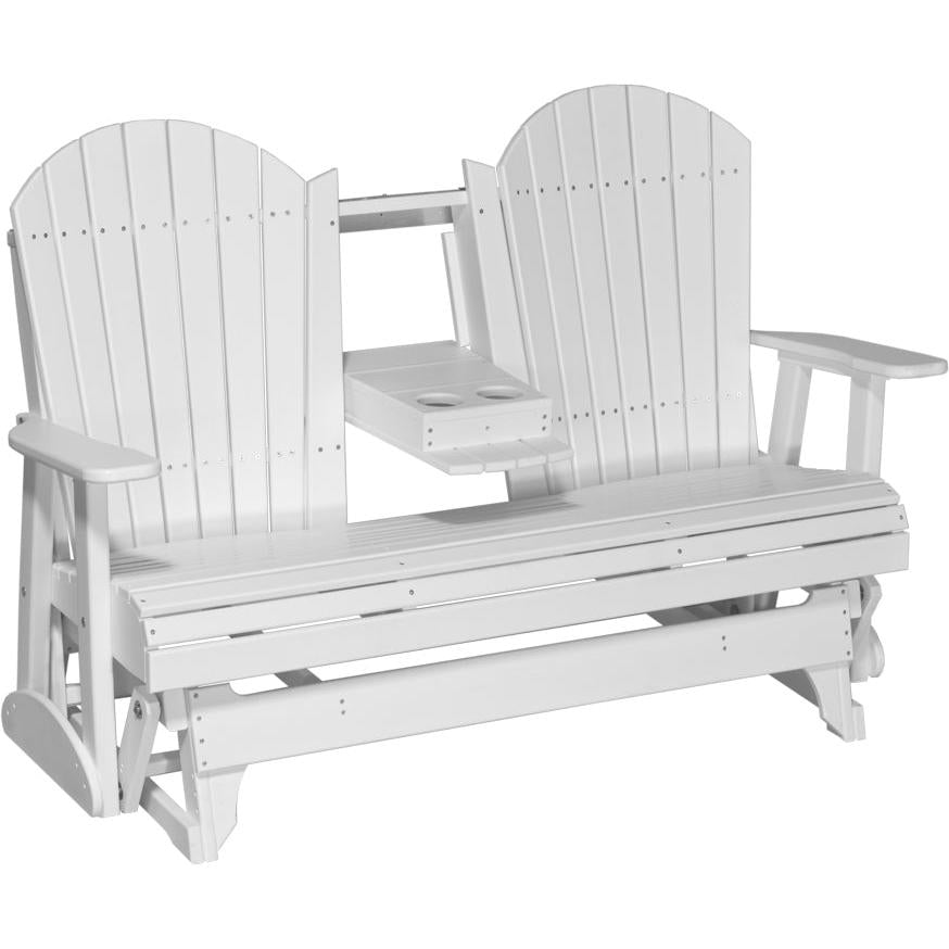 LC5APGW-LuxCraft-5' Adirondack Glider-White-Pangaea Patio