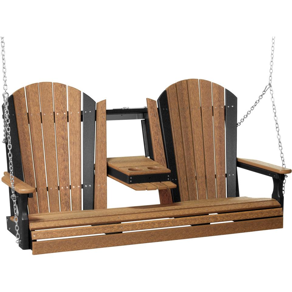 LC5APSAMB-LuxCraft-5' Adirondack Swing-Antique Mahogany Black-Pangaea Patio