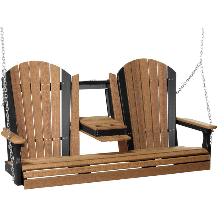 LC5APSAMB-LuxCraft-5' Adirondack Swing-Antique Mahogany Black-Pangaea Patio