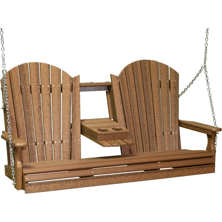 LC5APSAM-LuxCraft-5' Adirondack Swing-Antique Mahogany-Pangaea Patio
