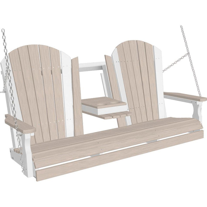 LC5APSBIW-LuxCraft-5' Adirondack Swing-Birch White-Pangaea Patio
