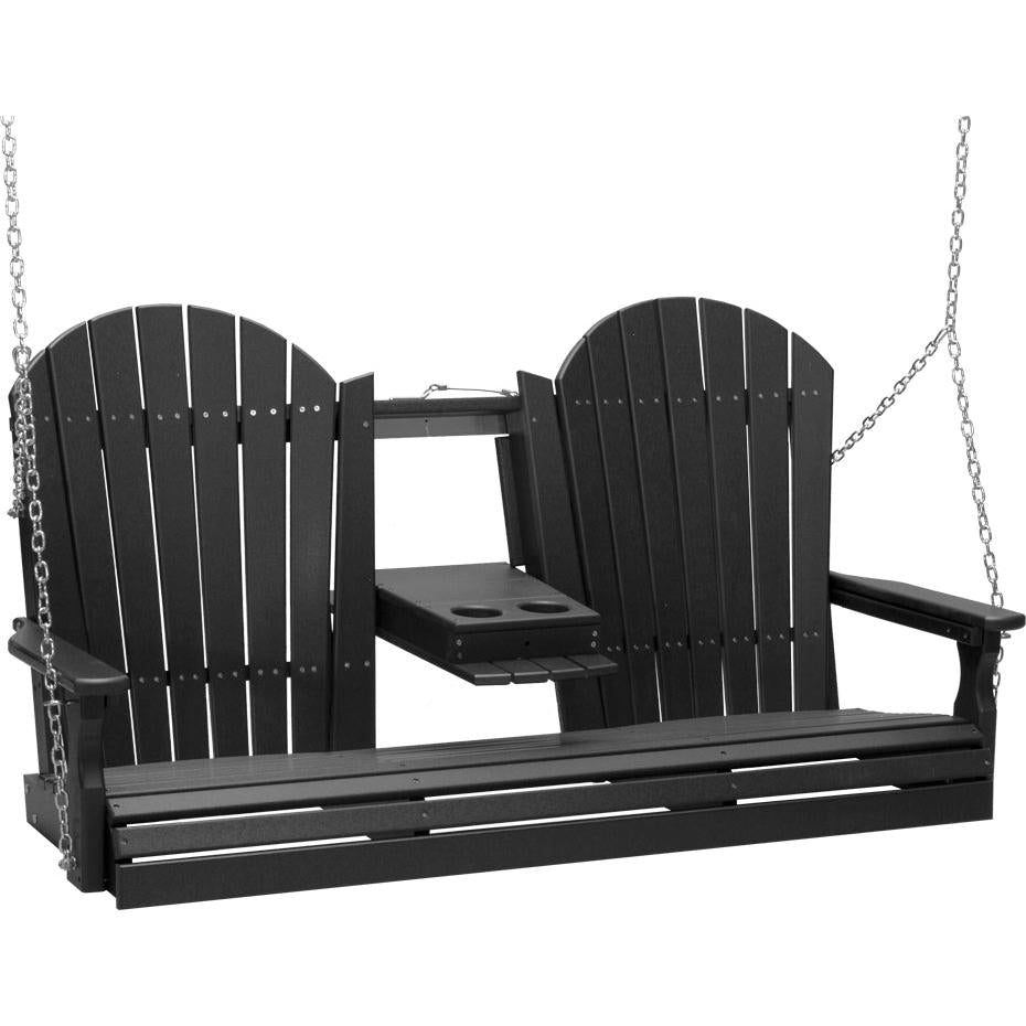 LC5APSBK-LuxCraft-5' Adirondack Swing-Black-Pangaea Patio