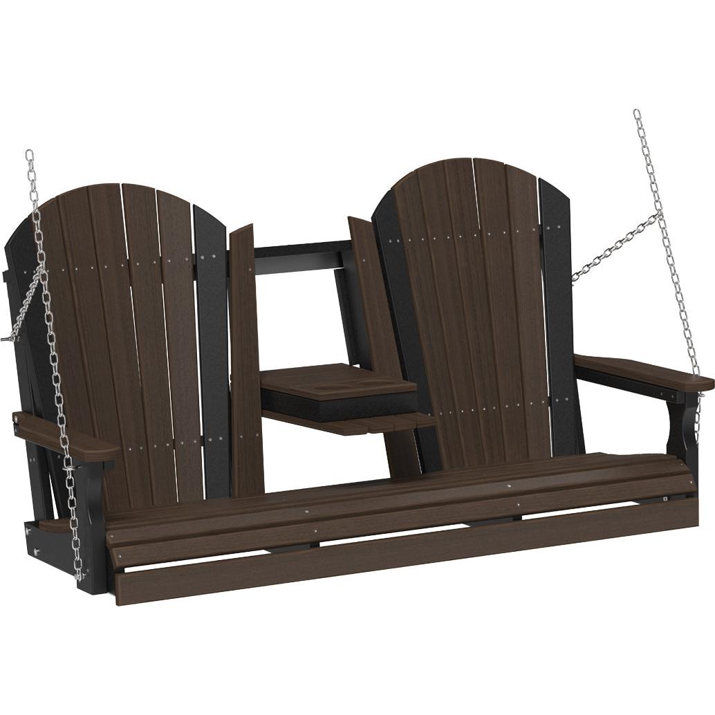 LC5APSBZWB-LuxCraft-5' Adirondack Swing-Brazilian Walnut Black-Pangaea Patio