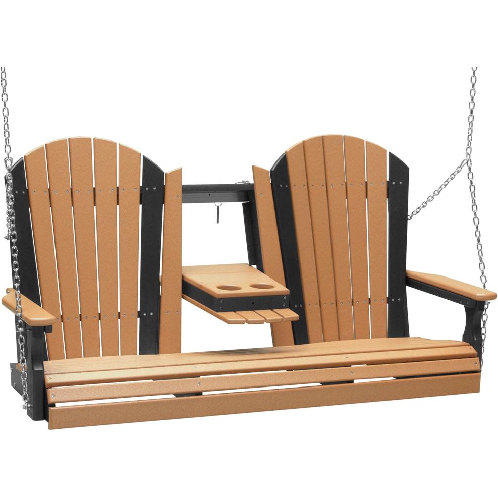 LC5APSCB-LuxCraft-5' Adirondack Swing-Cedar Black-Pangaea Patio
