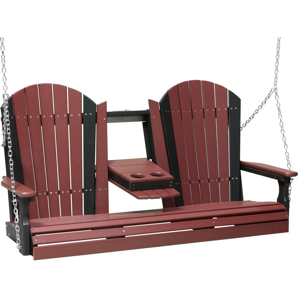 LC5APSCHB-LuxCraft-5' Adirondack Swing-Cherrywood Black-Pangaea Patio