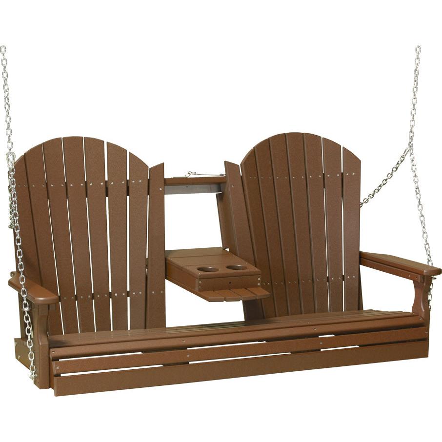 LC5APSCBR-LuxCraft-5' Adirondack Swing-Chestnut Brown-Pangaea Patio