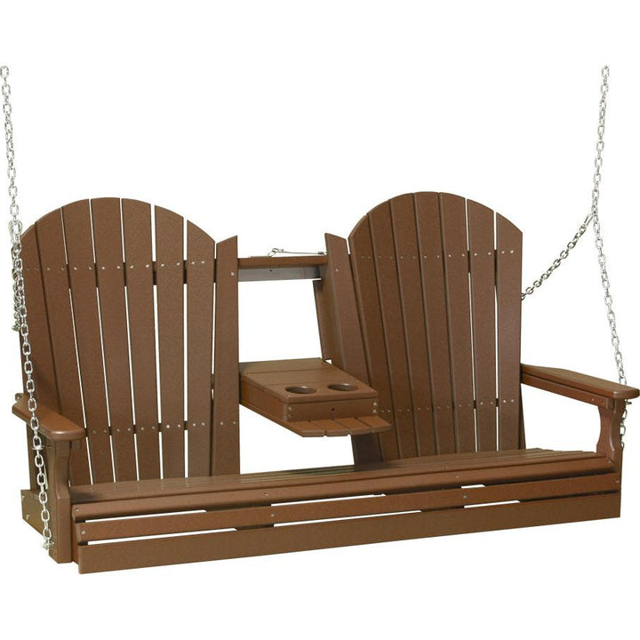 LC5APSCBR-LuxCraft-5' Adirondack Swing-Chestnut Brown-Pangaea Patio