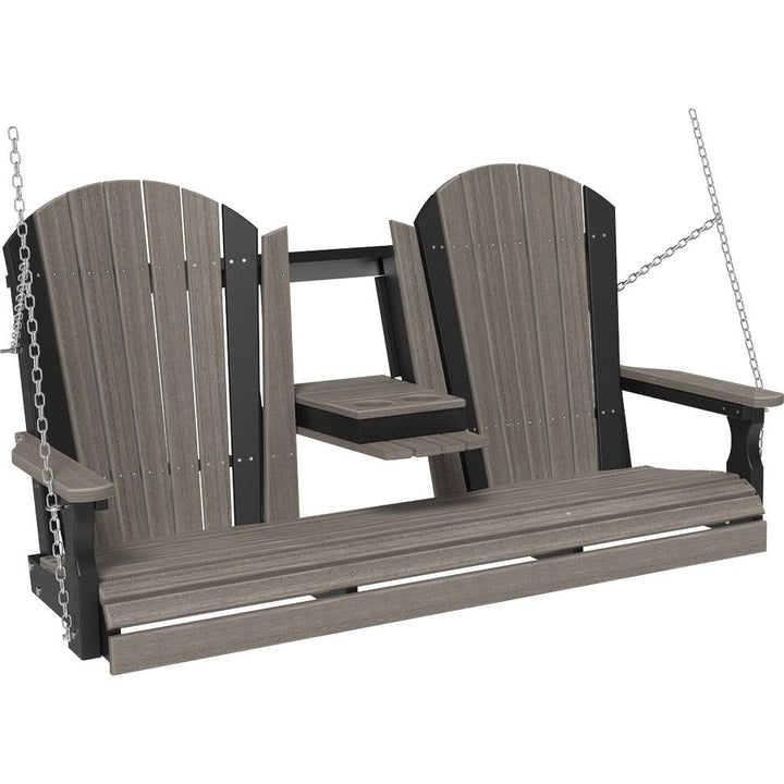 LC5APSCGB-LuxCraft-5' Adirondack Swing-Coastal Gray Black-Pangaea Patio