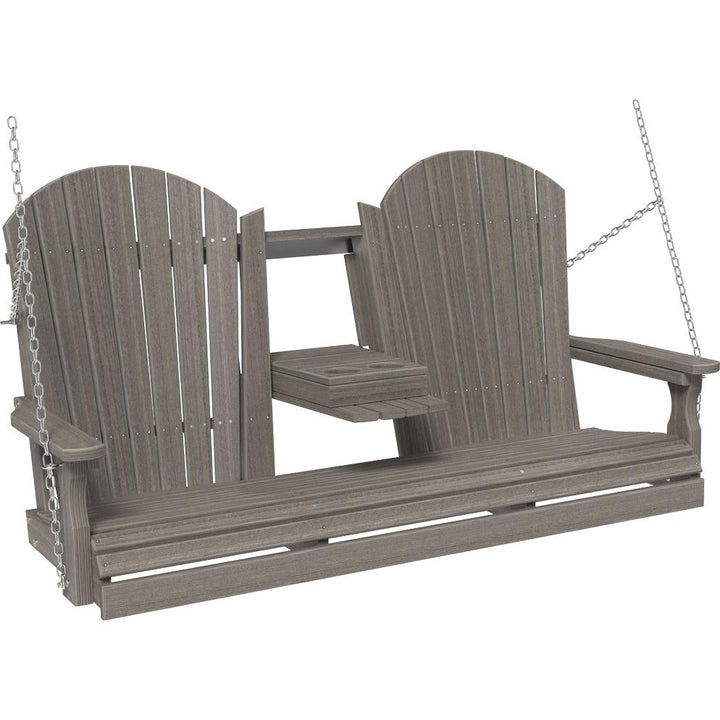 LC5APSCG-LuxCraft-5' Adirondack Swing-Coastal Gray-Pangaea Patio