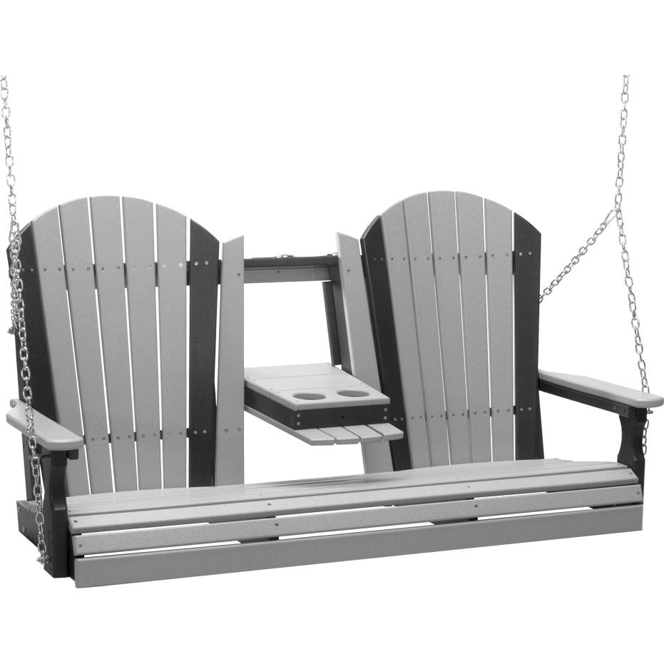 LC5APSDGB-LuxCraft-5' Adirondack Swing-Dove Gray Black-Pangaea Patio