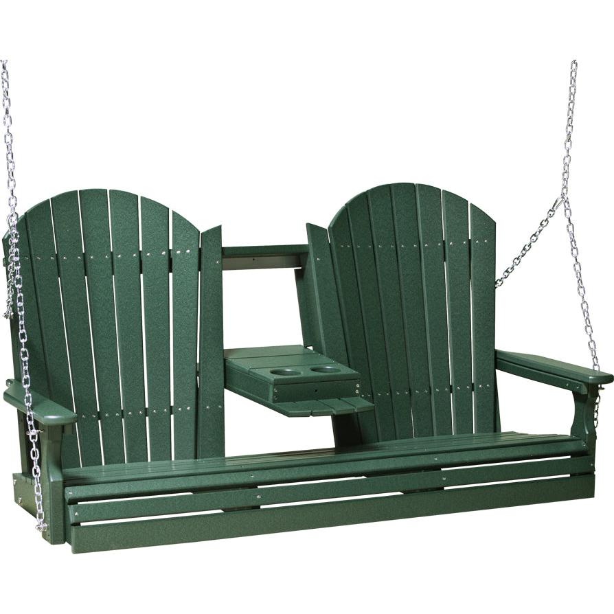 LC5APSG-LuxCraft-5' Adirondack Swing-Green-Pangaea Patio