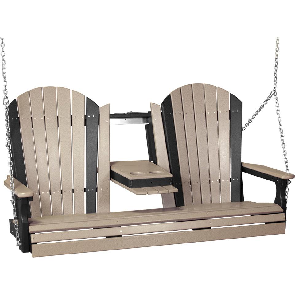 LC5APSWWB-LuxCraft-5' Adirondack Swing-Weatherwood Black-Pangaea Patio