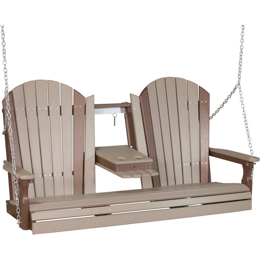 LC5APSWWCBR-LuxCraft-5' Adirondack Swing-Weatherwood Chestnut Brown-Pangaea Patio