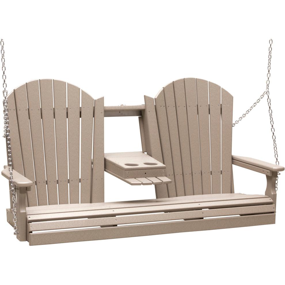 LC5APSWW-LuxCraft-5' Adirondack Swing-Weatherwood-Pangaea Patio