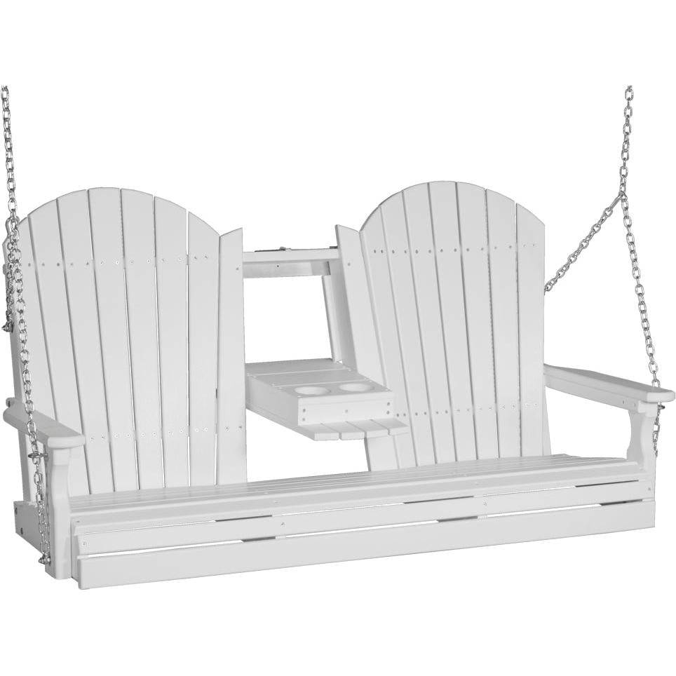 LC5APSW-LuxCraft-5' Adirondack Swing-White-Pangaea Patio