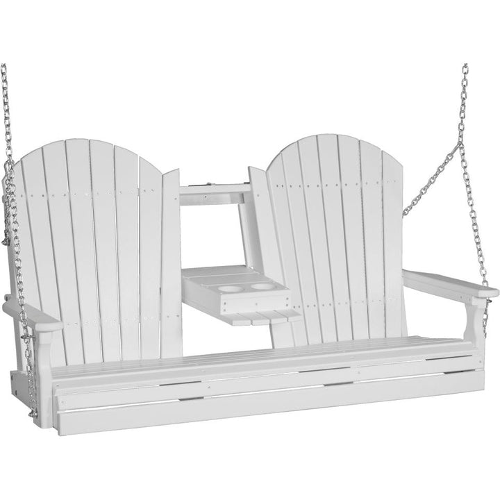 LC5APSW-LuxCraft-5' Adirondack Swing-White-Pangaea Patio