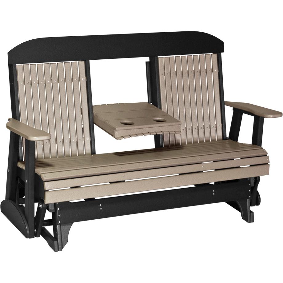 LC5CPGWWB-LuxCraft-5' Classic Glider-Weatherwood Black-Pangaea Patio