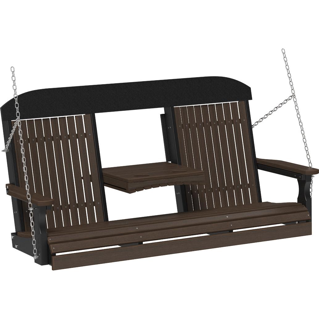LC5CPSBZWB-LuxCraft-5' Classic Swing-Brazilian Walnut Black-Pangaea Patio