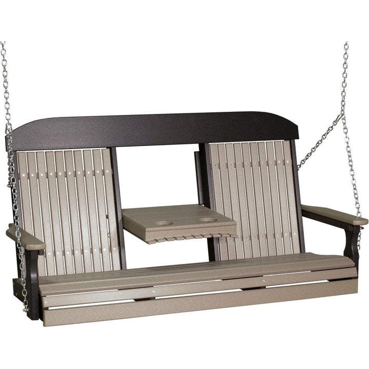 LC5CPSWWB-LuxCraft-5' Classic Swing-Weatherwood Black-Pangaea Patio