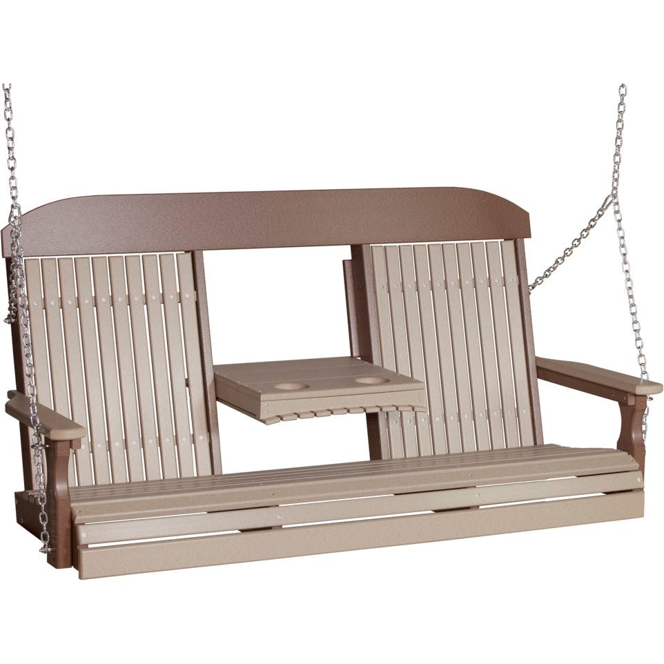 LC5CPSWWCBR-LuxCraft-5' Classic Swing-Weatherwood Chestnut Brown-Pangaea Patio