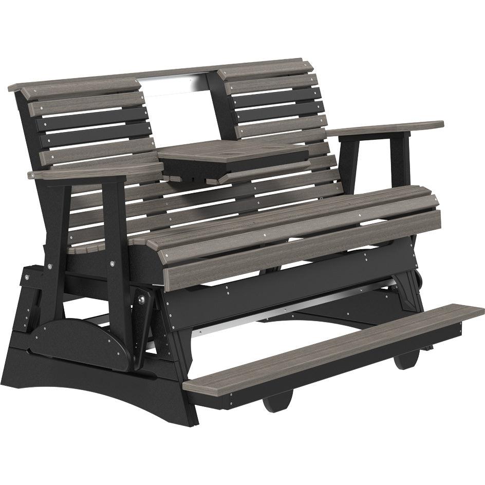 LC5PPBAGCGB-LuxCraft-5' Plain Balcony Glider-Coastal Gray-Pangaea Patio