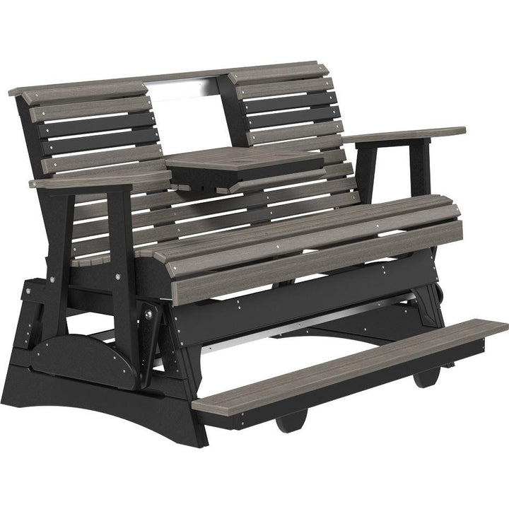 LC5PPBAGCGB-LuxCraft-5' Plain Balcony Glider-Coastal Gray-Pangaea Patio