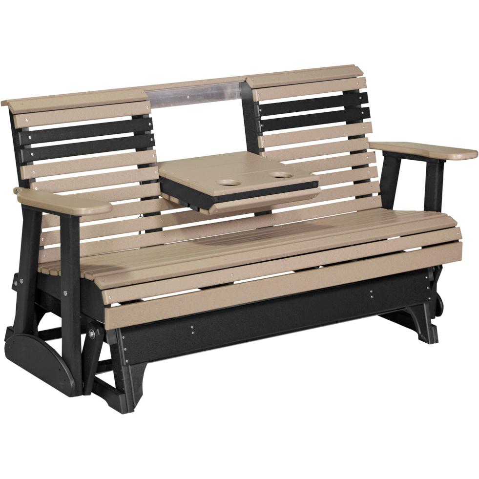 LC5PPGWWB-LuxCraft-5' Plain Glider-Weatherwood Black-Pangaea Patio